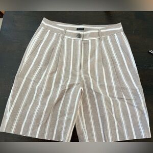 Iris Von Arnim Striped Linen-Blend Shorts in Beige and White